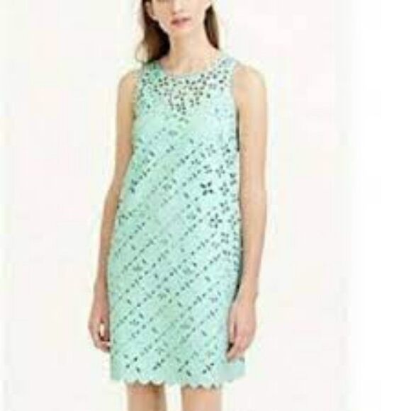 J. CREW MINT GREEN LASER CUT EYELIT STYLE DRESS PERFECT FOR SUMMER/EASTER SZ 00 - Picture 1 of 8